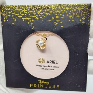 Disney The Little Mermaid Ariel Gold Tone Sea Shell and Pearl Necklace New